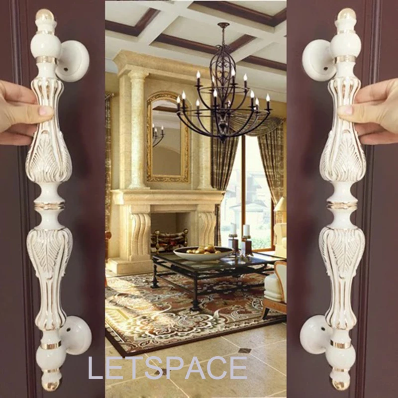 Бесплатная доставка 2 шт. европейские деревянные двери бронзовые ручки вилла