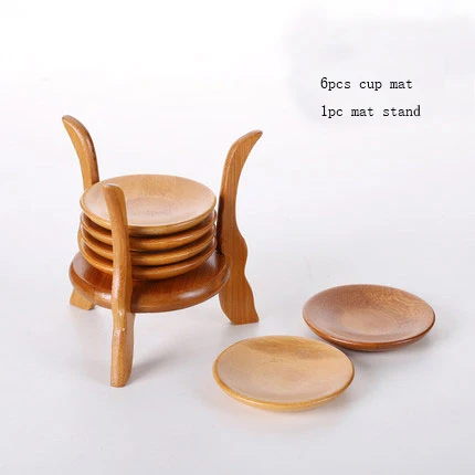 6pcs mat 1pc stand XMT-HOME бамбуковый деревянный коврик для зеленого чая улун, чашки для чая пуэр, Сервировочные лотки, теплоизоляционный чайный набор для кунг-фу, аксессуары - Цвет: 6pcs mat 1pc stand