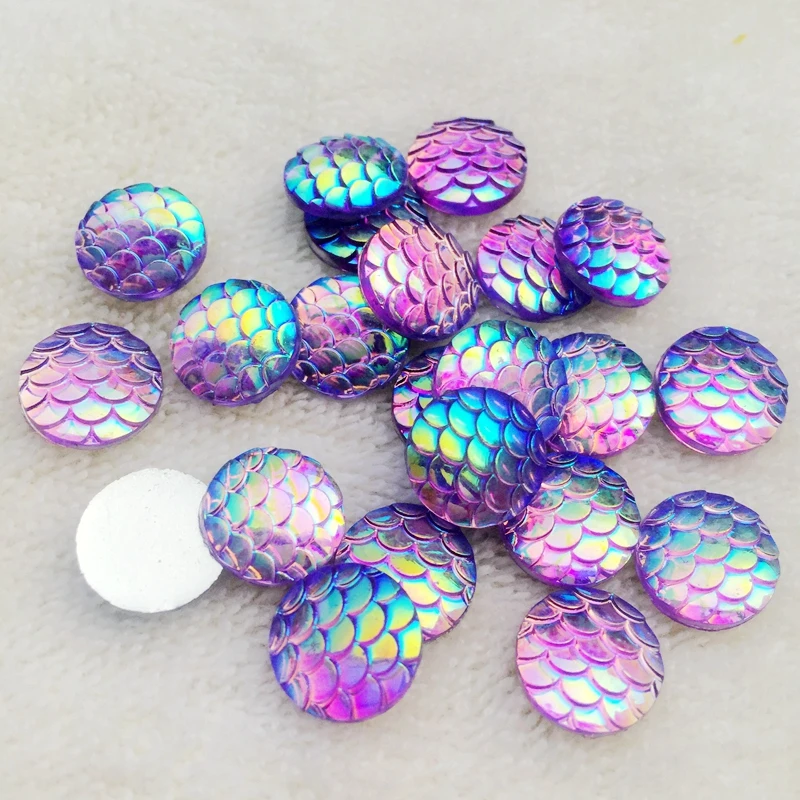 Новые 80 шт. 12 мм круглые рыбные весы Русалка из смолы кабошон с плоским