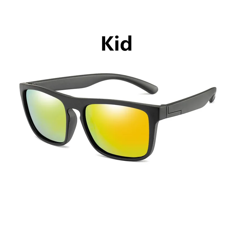 Kid Black Yellow Брендовые поляризованные солнцезащитные очки для маленьких мужчин и женщин, гибкие очки для девочек и мальчиков, зеркальные отражающие очки для маленьких детей, UV400 - Цвет линз: Kid Black Yellow