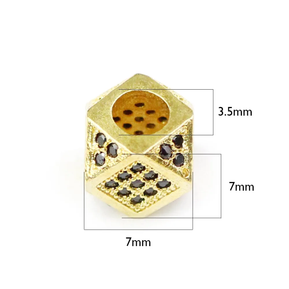 2 шт. медные бусины с черным Цирконом 7 мм | Украшения и аксессуары