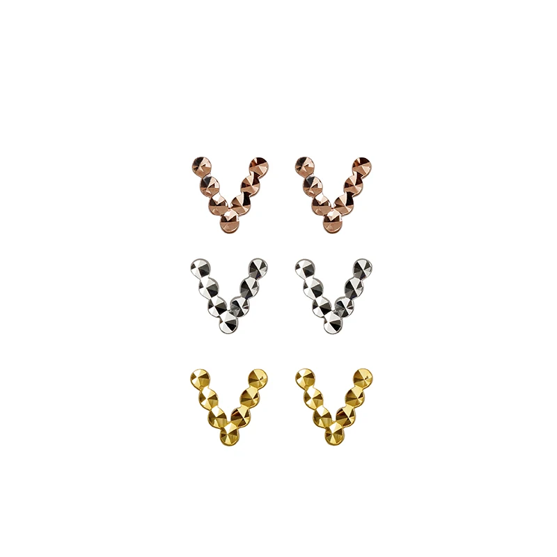 

Pure AU750 Gold Earrings Women Geometric V Letter Stud Earrings