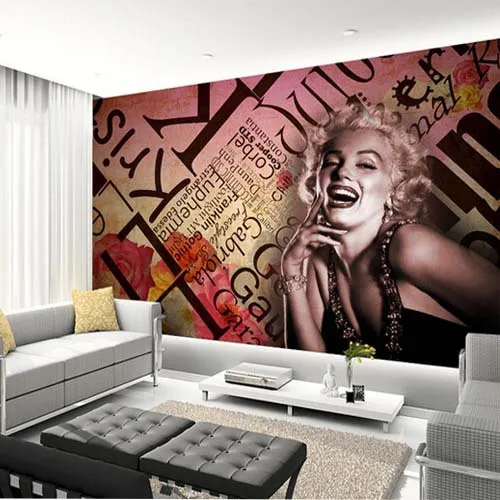 

3D Mural Marilyn Monroe Wallpaper Embossed Wall Art Nostalgic KTV Bedroom Background Wall Covering Vintage papel parede Quarto