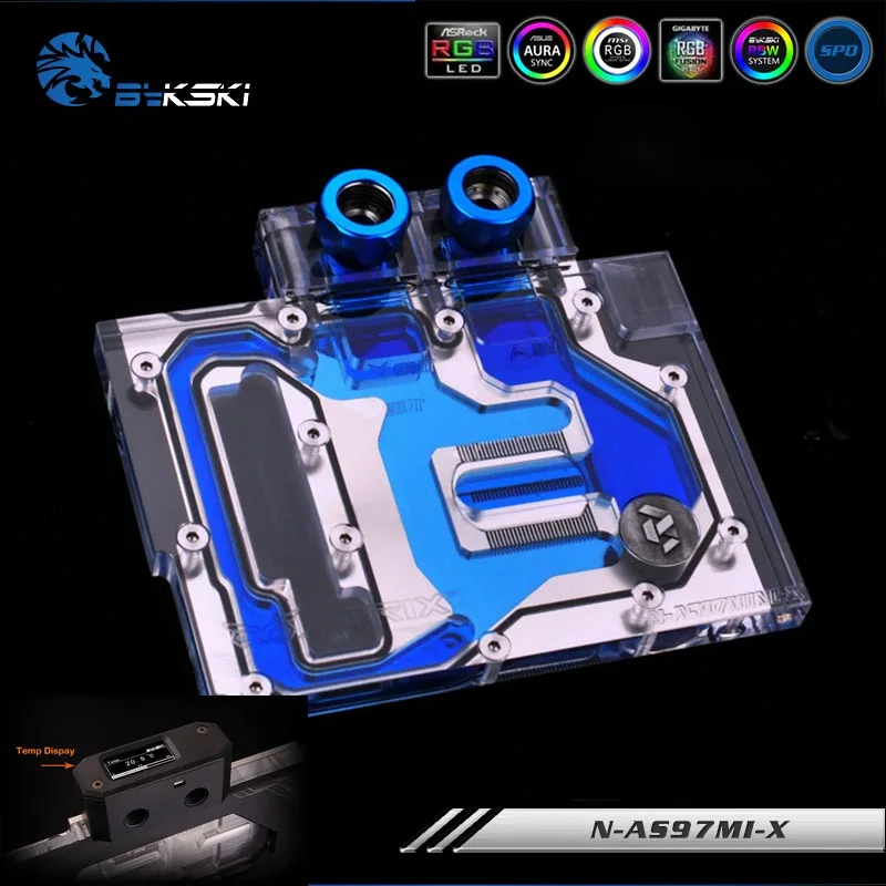 Bykski N AS97MI X VGA полное покрытие блок водяного охлаждения со светодиодом для ASUS GTX970 DC