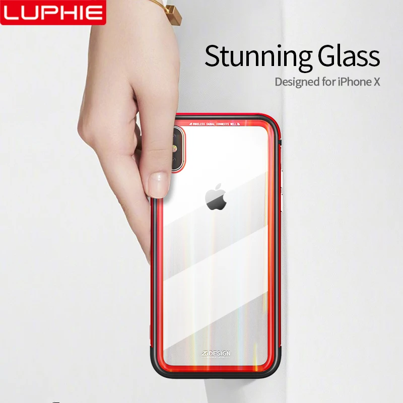 LUPHIE Aurora лазерный стеклянный чехол для iPhone X XS XR Роскошный прозрачный прозрачная