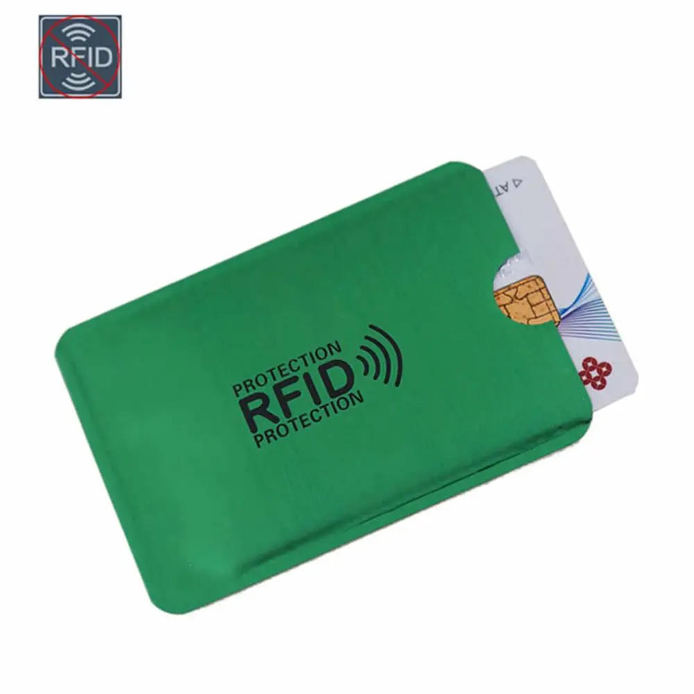 green 2 шт Анти Rfid NFC кошелек Блокировка ридер замок банк держатель для карт Id банковский чехол для карт Защита металлический кредитный держатель для карт Алюминий - Цвет: green