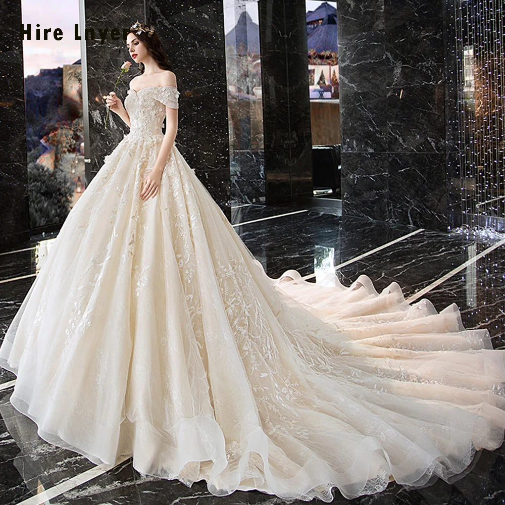 Vestido De Noiva Princesa 2019 вырез лодочкой короткий рукав бисероплетение Аппликации
