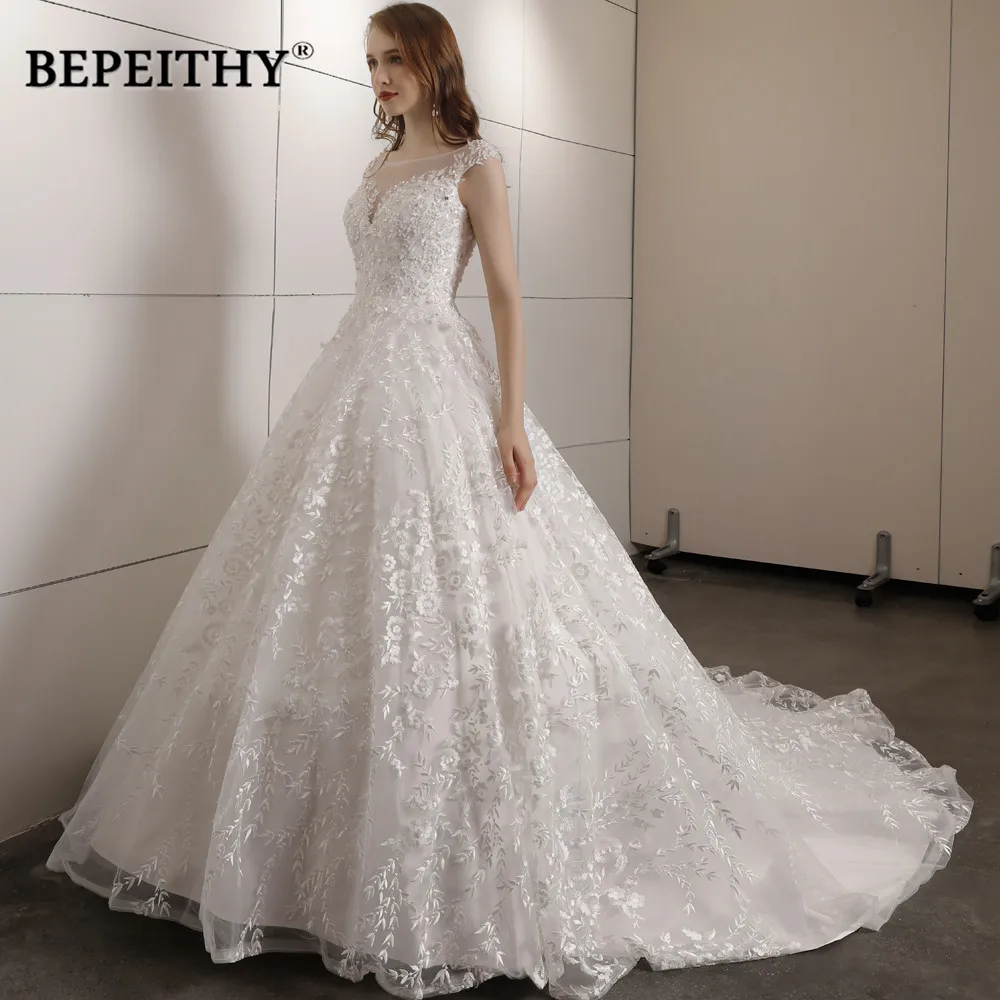 Винтажное кружевное свадебное платье со шлейфом и бусинами Vestidos De Novia винтажное