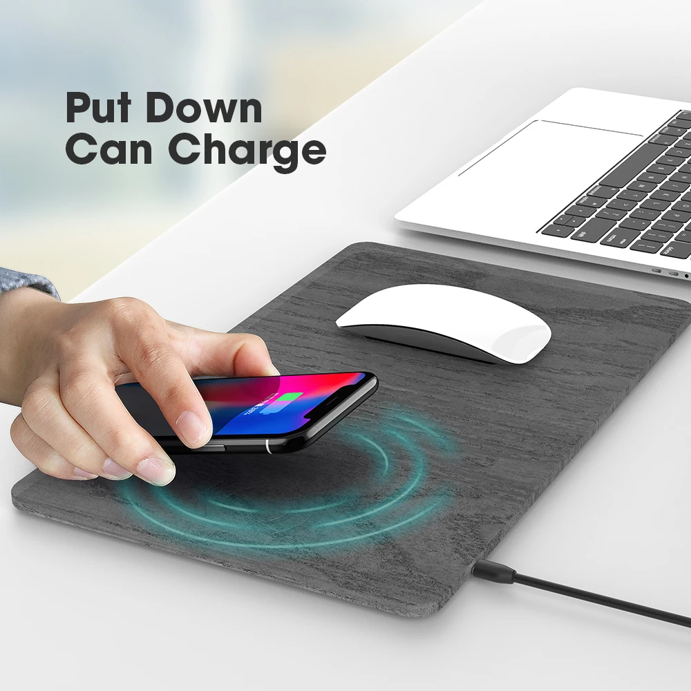 SIKAI Mobile Phone Qi Wireless Charger Charging Mouse Pad Mat for Samsung Galaxy Note 8 PU Leather Mousepad iPhone X/XS | Мобильные
