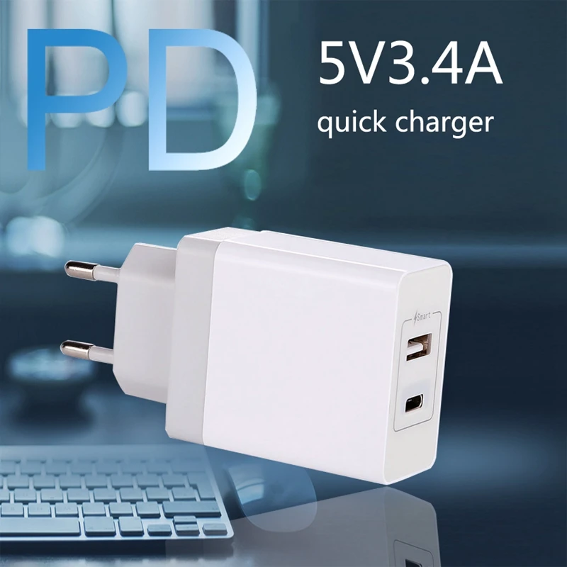 Настенное зарядное устройство Usb Type C быстрое для мобильного телефона Pd Iphone 8 X Samsung