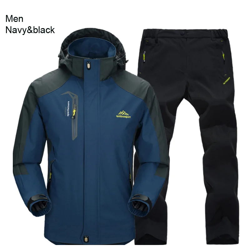 navy black Полярный светильник, весенний и осенний, для прогулок, Походов, Кемпинга, куртка, брюки, мужской костюм, ветровка, треккинг, пальто, брюки, 5XL - Цвет: navy black