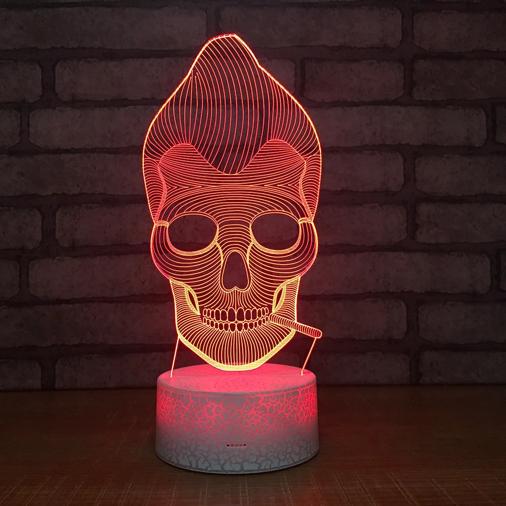 Crake White Base Monkey Skeleton Skull 7 Colors Burst Led Night Lamp for Kids Touch USB Table Baby Sleeping Nightlight Drop Ship | Освещение