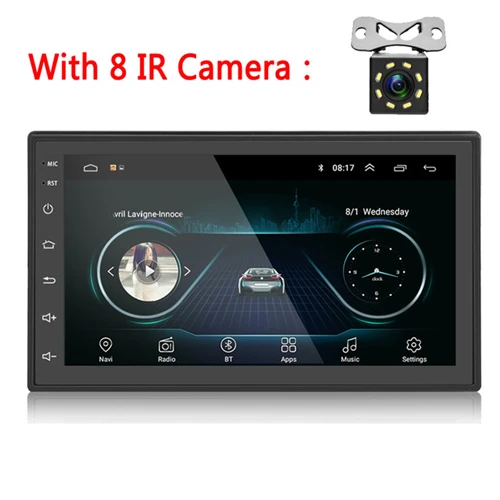 With 4 LED Camera Podofo 2 din автомагнитола Android gps мультимедийный плеер авторадио 7 ''сенсорный экран Bluetooth FM wifi Авто аудио стерео Mirrorlink - Цвет: With 4 LED Camera