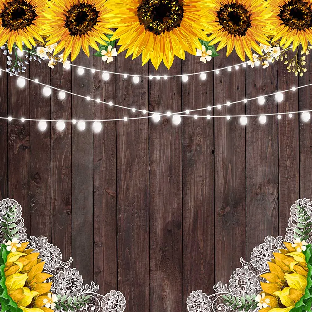 Фон NeoBack Sunflowe с изображением деревянного пола для детского дня рождения|Фон