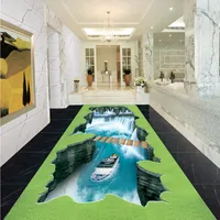Free Shipping high quality waterfall wooden planks floor paste self-adhesive waterproof floor wallpaper mural