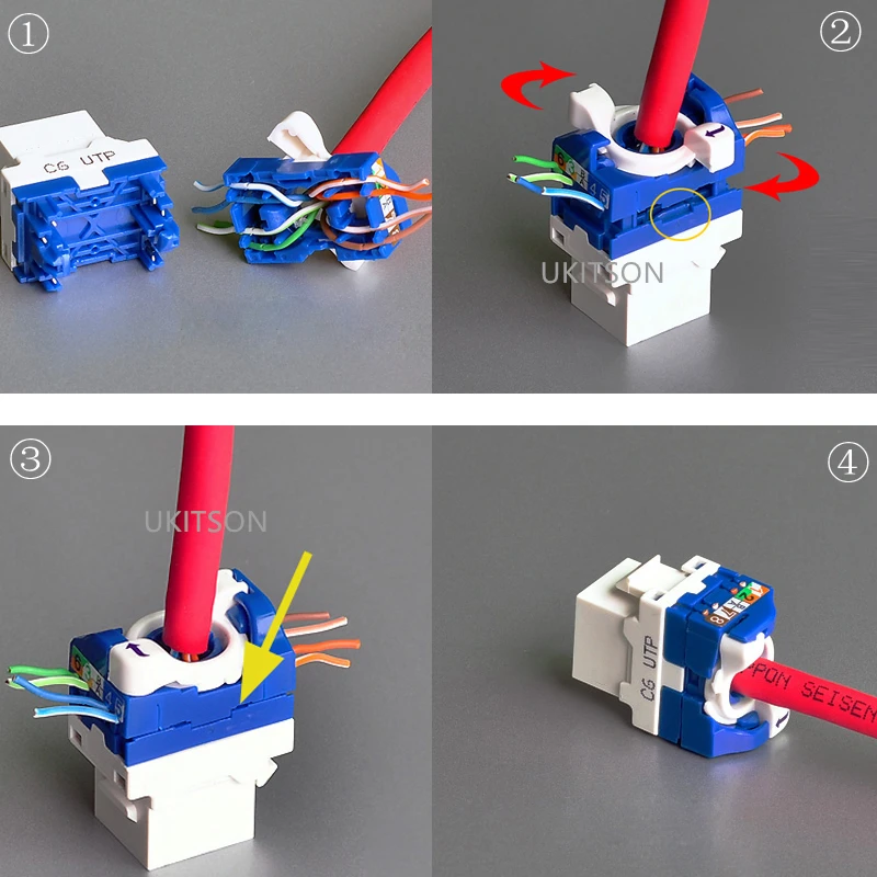 LAN-вставка без инструментов CAT6 RJ45, модуль Ethernet Keystone Jack Gigabit UTP (art.: 7a8f5a8bd) - 7a8f5a8bd