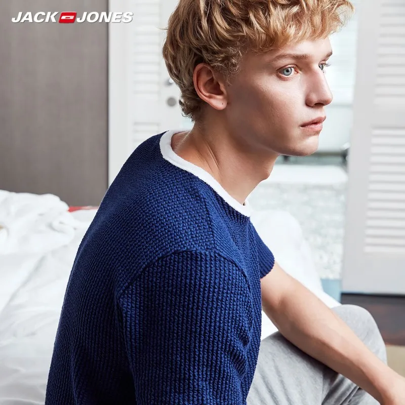 Мужская футболка в полоску JackJones Базовая Трикотажная с короткими рукавами топы
