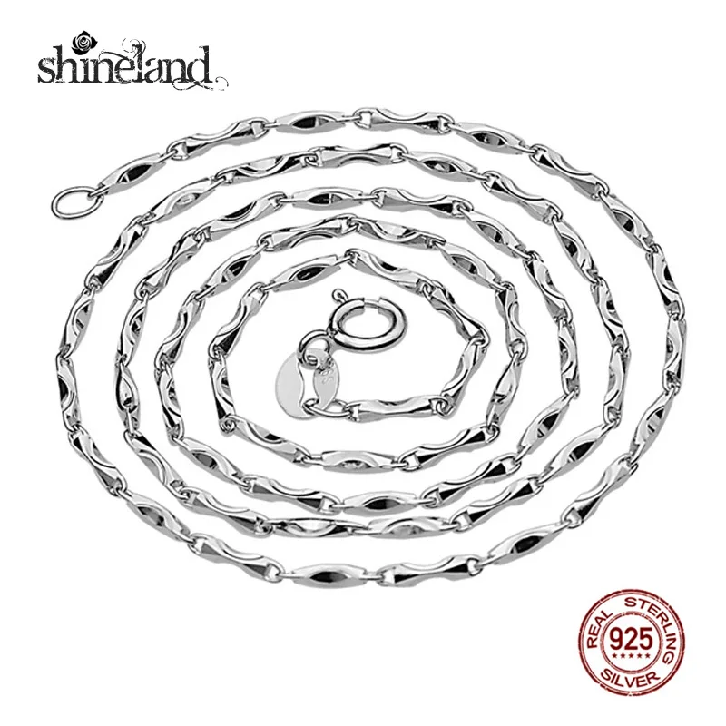 Shineland 100% 925 стерлингового Серебряные ожерелья Классический Основные цепи Простой