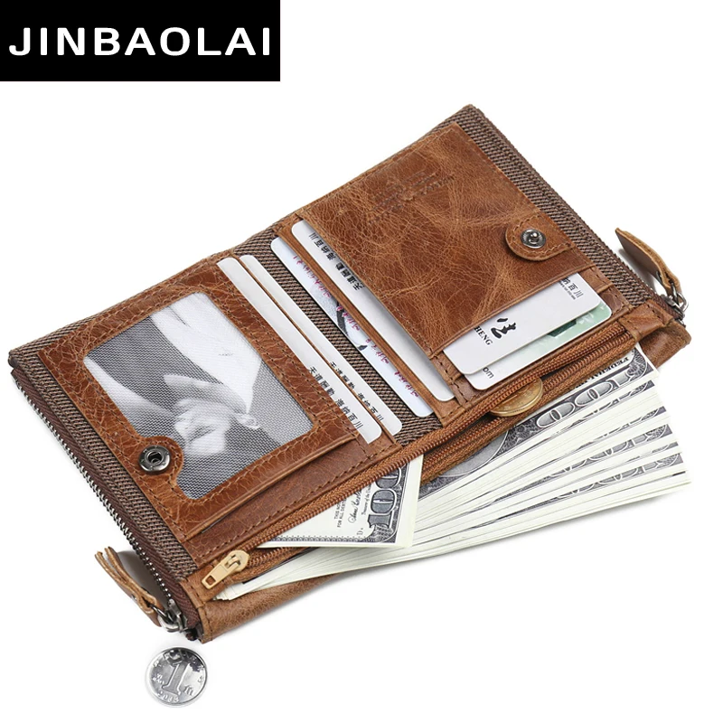 JINBAOLAI/горячая Распродажа мужской кошелек из натуральной воловьей кожи Crazy Horse