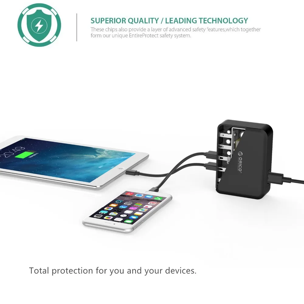 ORICO 5 портов USB зарядное устройство 5V7. 8A39W умное супер для путешествия EU/US/UK вилка