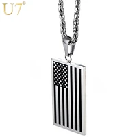 u7 american flagusa patriot freedom stars and stripes 4th of july dog tag pendant necklacegiftmen jewelrystainless steelp72