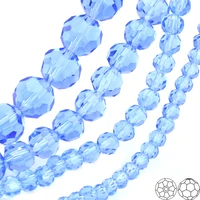olingart 3468mm round glass beads rondelle austria 32 faceted crystal light blue color loose bead diy jewelry making