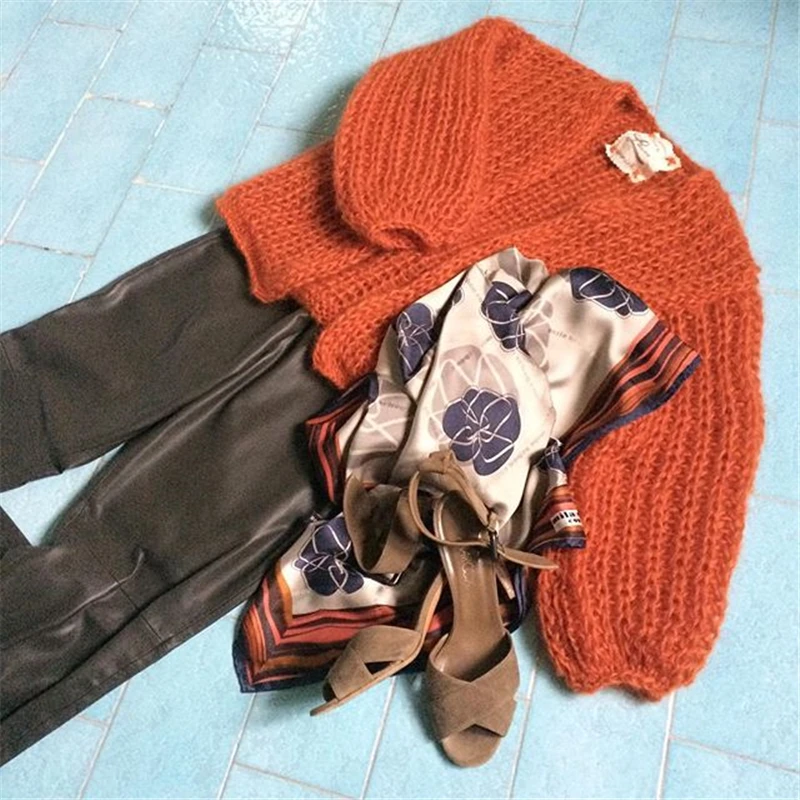 2019 Women Knit Fashion Lantern Sleeve Casual Knitted Poncho Sweaters Coat Lady Spring Wool Cardigan |