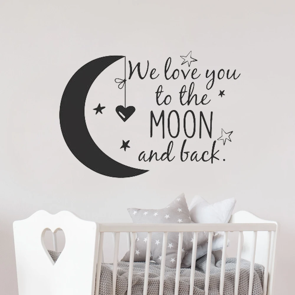 

We Love You To The Moon And Back Wall Decal Nursery Quotes Moon and Stars Wall Sticker Children Room Decor Ideas Kids Rooms G90