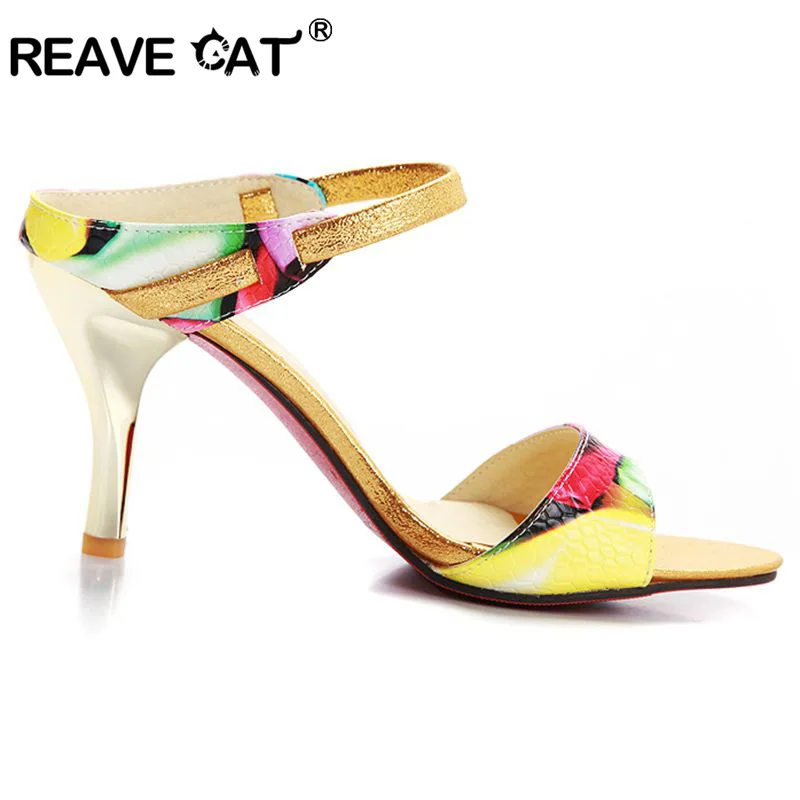 ?? 奪う猫大きなサイズ31-44新しい到着のセクシーなファッション夏女性のハイヒールのサンダル薄いかかと透かし彫りフリップはセクシーなQL4280