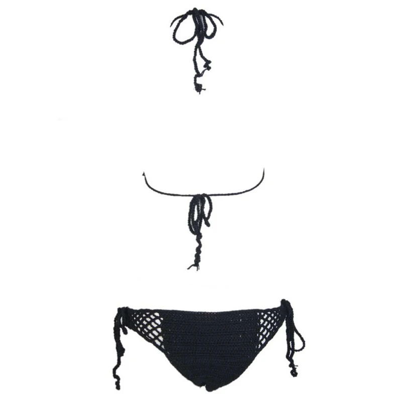 New Women Knitted Bikini Sets Swimming Suits Beach Bathing Solid Swimwear Average Bandage High Quality |