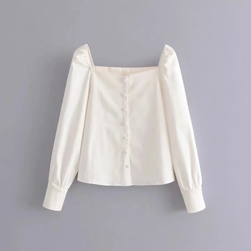2019 летние длинные рукава белая блузка рубашки для женщин в винтажном стиле