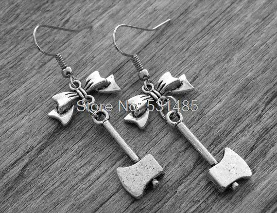 Серебряные серьги с топором 10 пар ювелирные изделия бантом готические украшения