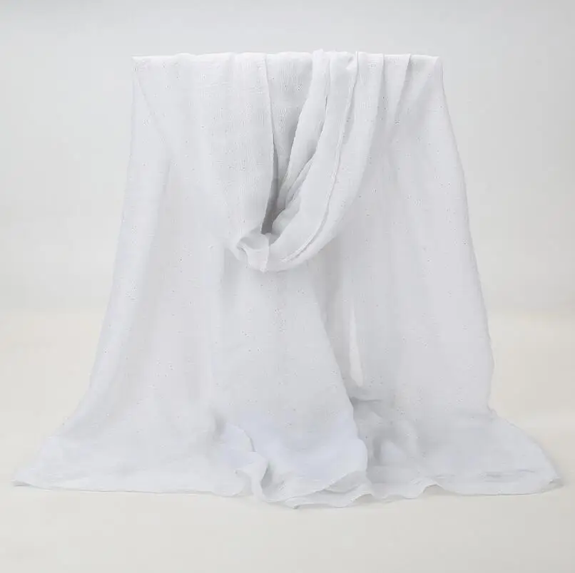 white 1 шт., простые хиджабы для женщин, вискоза, одноцветная шаль, блестящий золотой шарф, мусульманский головной убор, элегантные шарфы размера плюс, хиджаб, шарф - Цвет: white