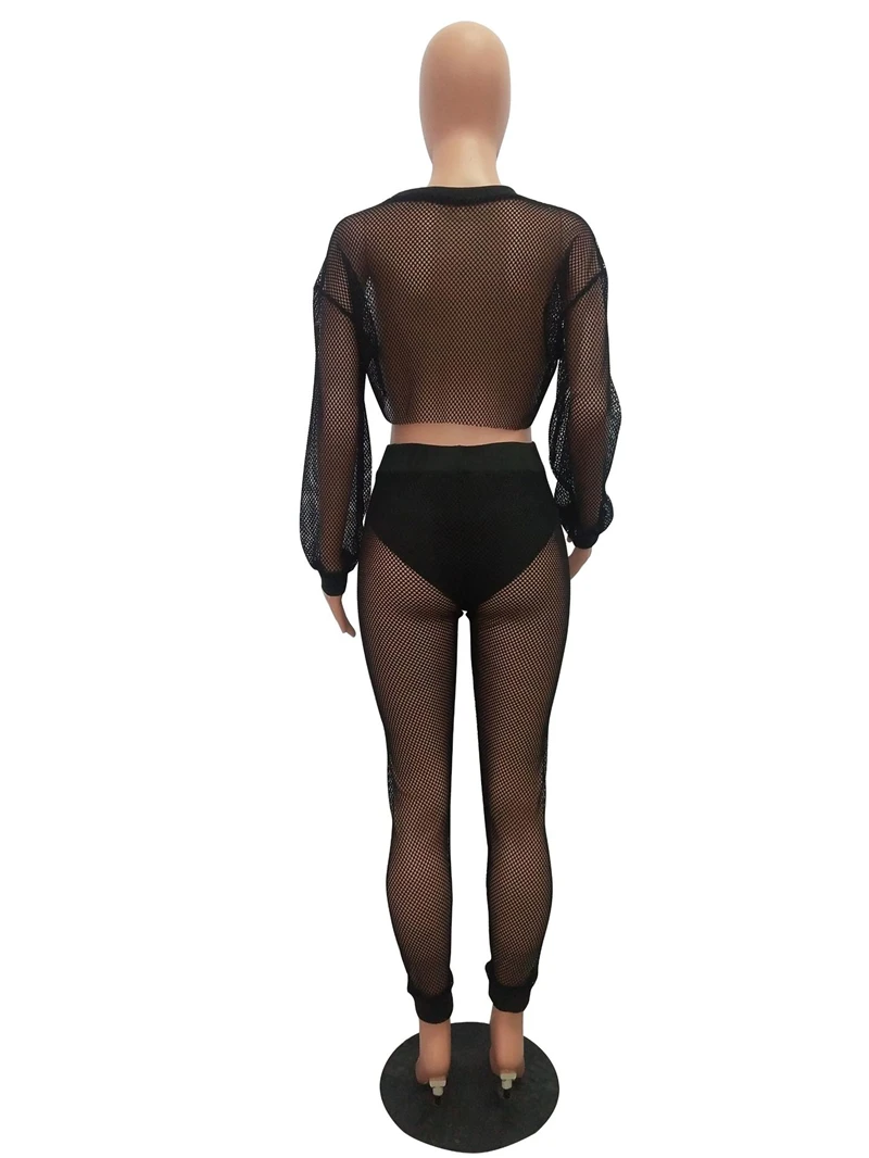 Комплект из двух предметов с ажурной сеткой укороченный топ круглым вырезом и