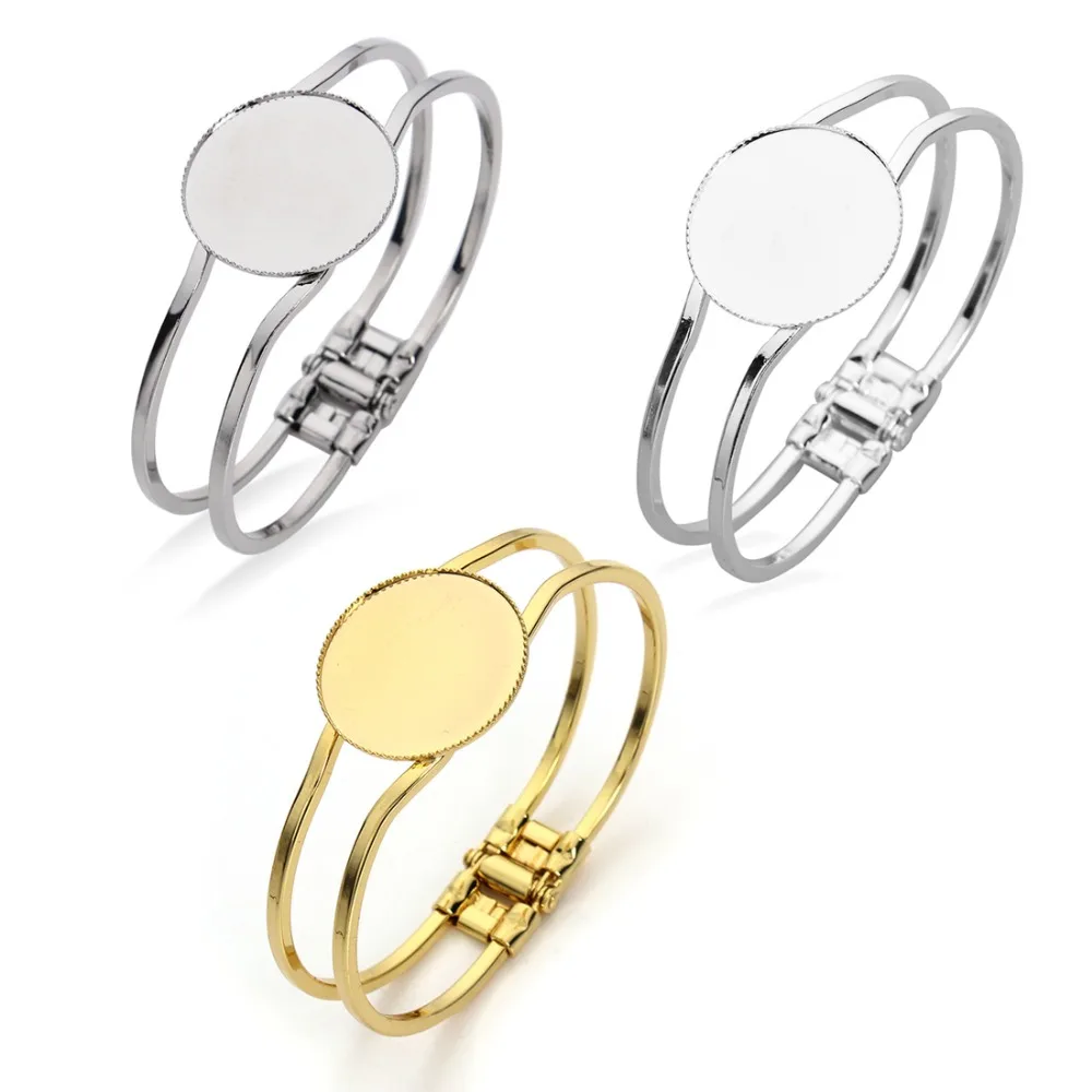 1 шт. диаметр 25 мм родиевая Серебряная Золотая основа для браслета пустые