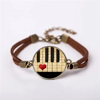 qiyufang new music piano series bracelet black and white keyboard jewelry men vintage brass bracelets women gift friend ship