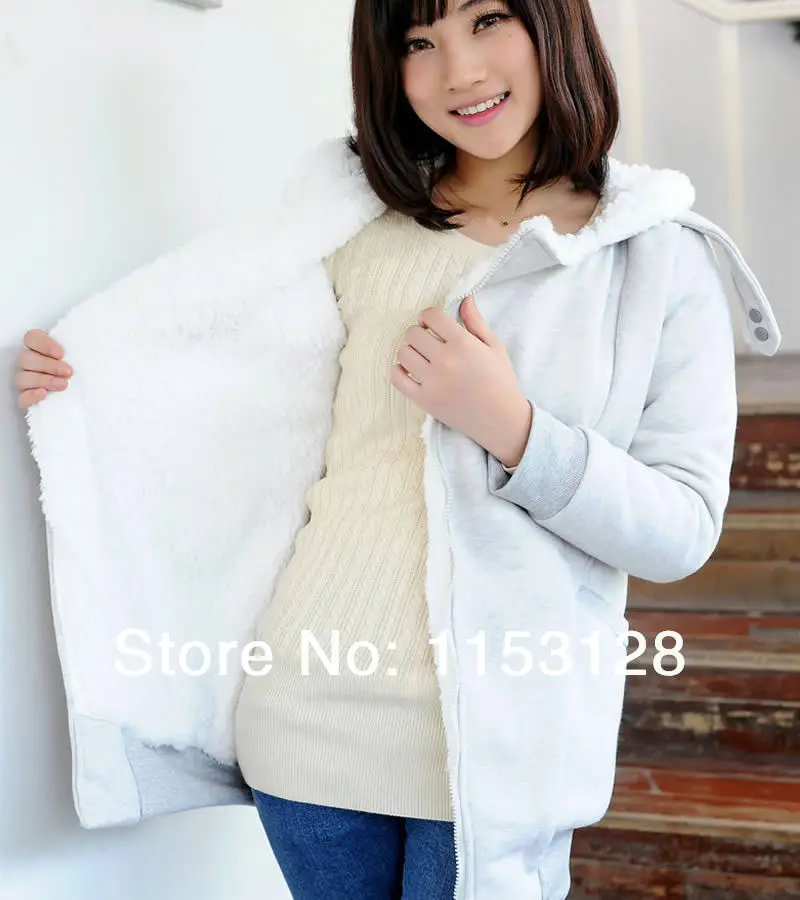 Women China Style Fashion Casual Cute Woolen Hooded Coats Jacket / Girl's Simple Cotton Velvet Knitted Thicken Tops/ A083 | Женская
