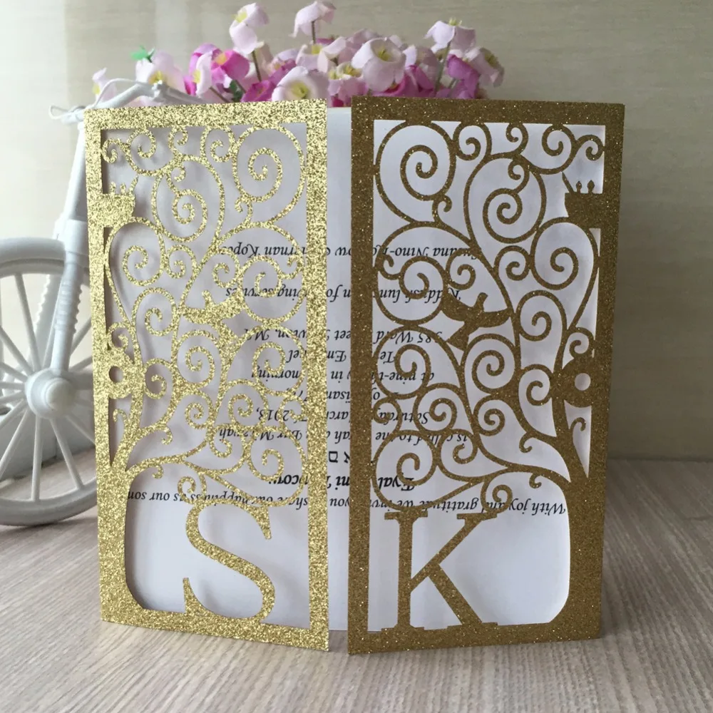 100 шт./лот блестящая бумага на заказ имя элегантное для помолвки приглашения