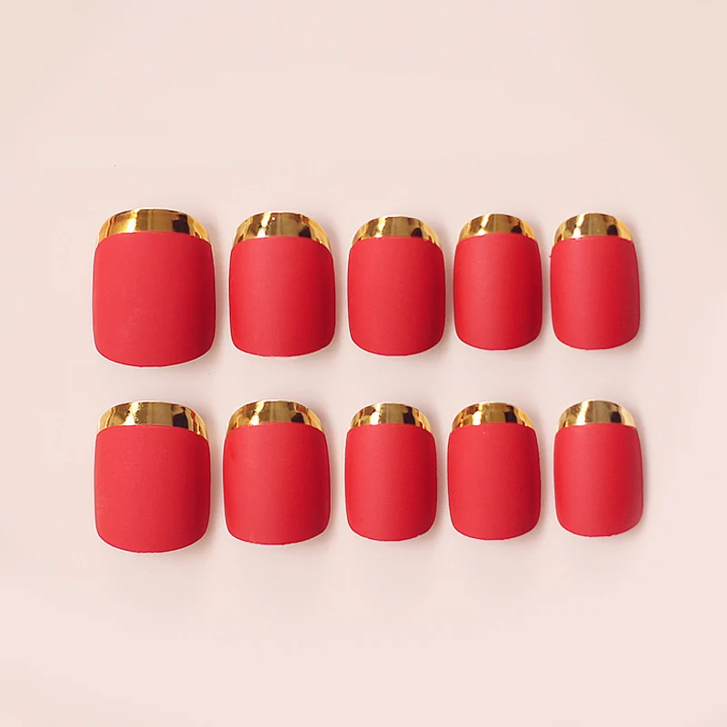 3 комплекта модные красные матовые накладные ногти металлические для маникюра