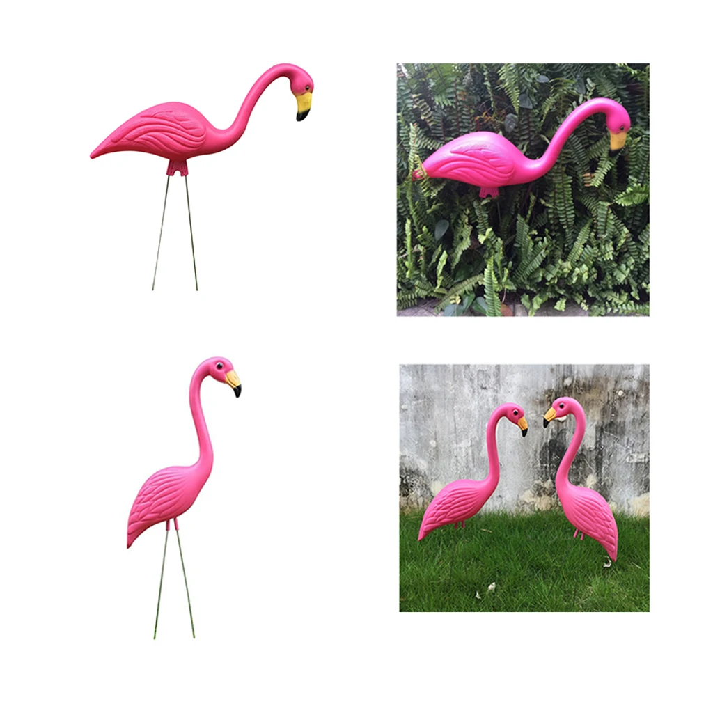 

1 Pair Lifelike Pink Flamingo Yard Garden Lawn Art Ornament Decor Statues