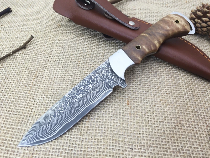 Дамасский кровяной Лисий нож с фиксированным лезвием Дамасская сталь высокого