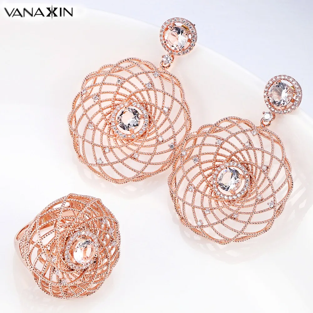 VANAXIN Jewelry Set Charms Earrings Rings Women's Favorite Shiny CZ Fashion | Украшения и аксессуары