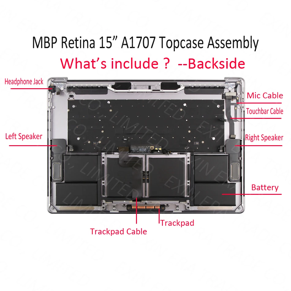 661-06378 серебристо-серый для Macbook Pro 15 &quotA1707 Topcase с клавиатурой US English Trackpad Touch Bar