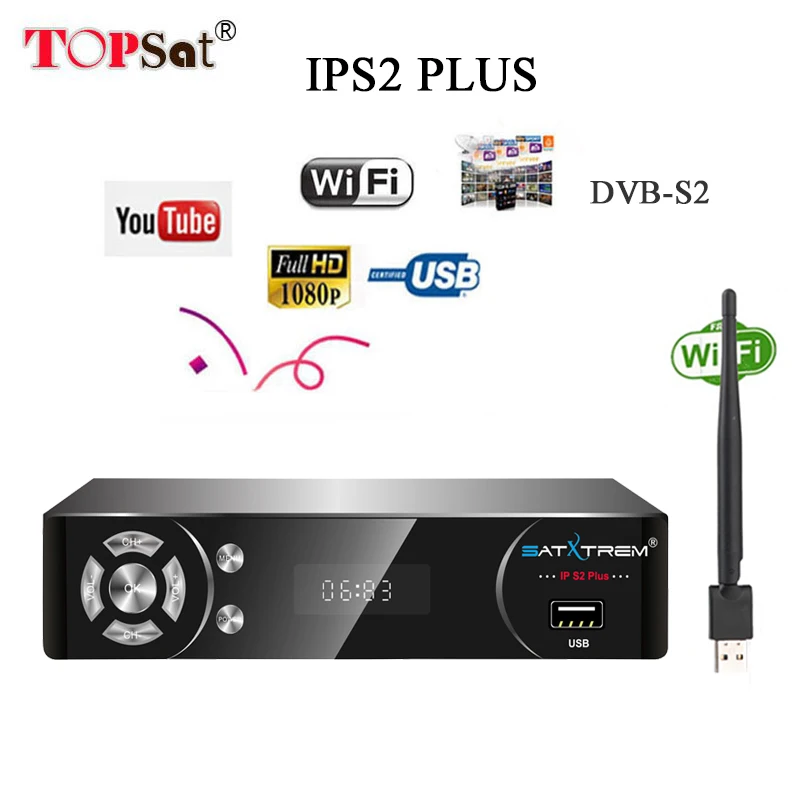 Satxtrem IPS2 Plus DVB-S2 IPTV BOX Full HD 1080P цифровой спутниковый ресивер+ USB wifi декодеры поддержка powervu Cline bisskey