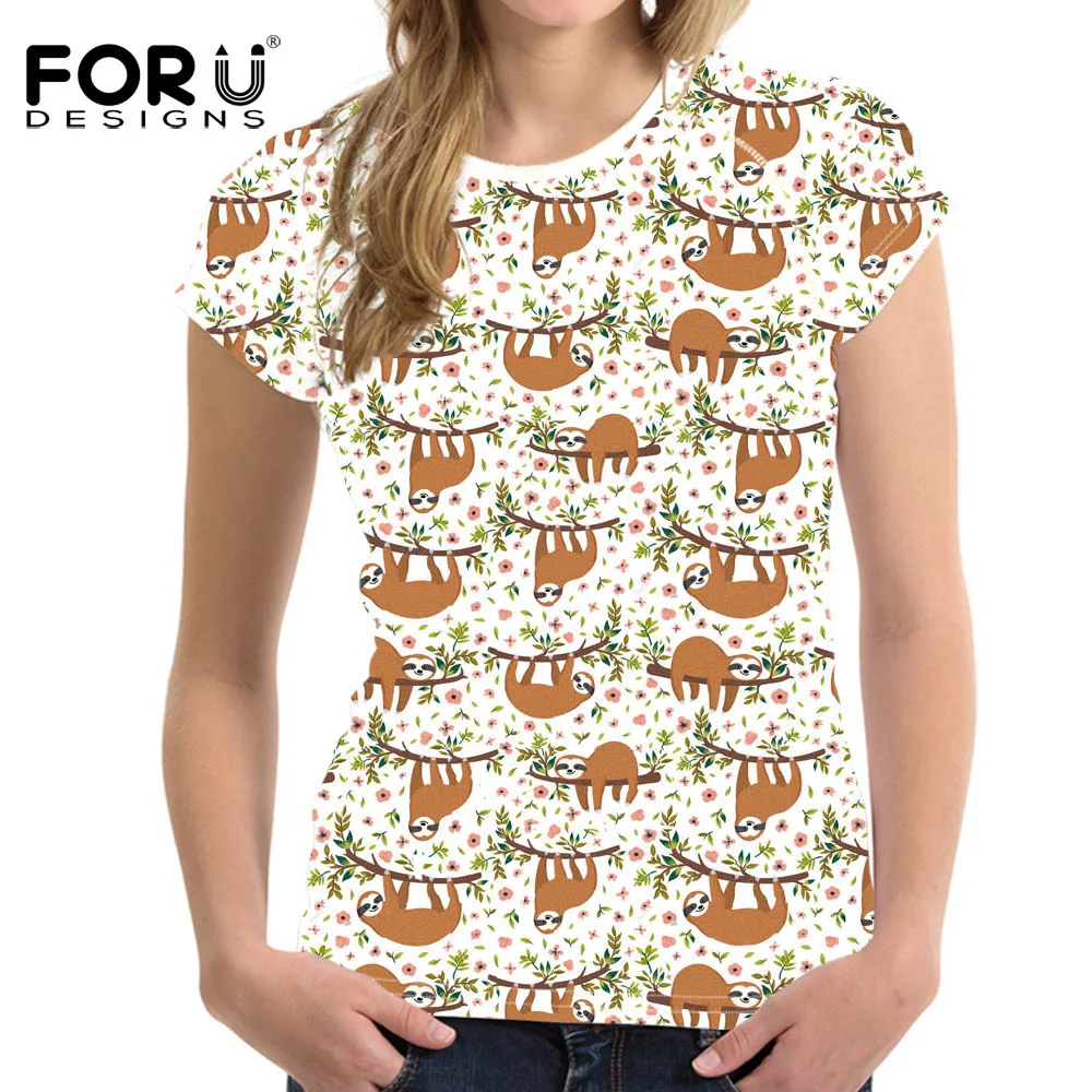 Милая футболка FORUDESIGNS с коротким рукавом для женщин базовая Повседневная круглым