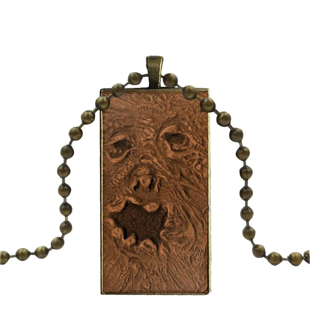 EJ glaze Evil Dead Book винтажное ювелирное изделие Бронзовое стекло колье с кабошоном