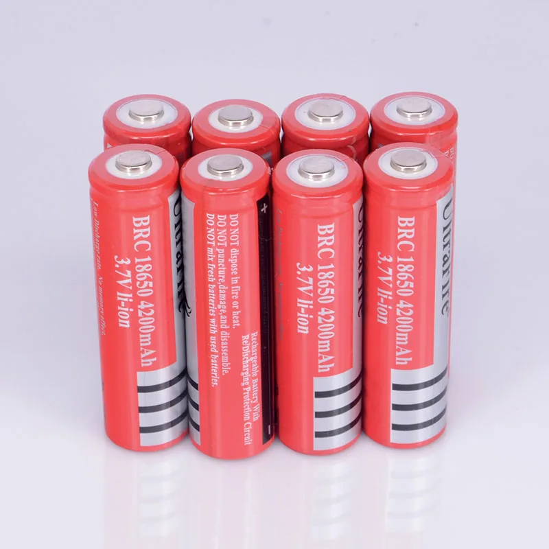 18650 Rechargeable Battery for LED Light Lithium 4200mAh 3.7v Bateria 8PCS/LOT with Charger | Электроника