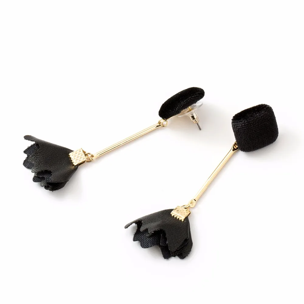 Black Leather Tassel Ear Line Earrings For Women 2017 New Long Statement Brincos Pendientes Oorbellen Orecchini | Украшения и