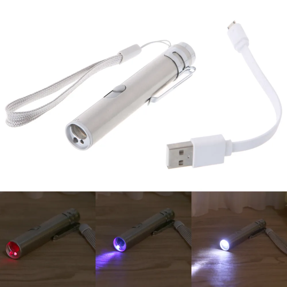 3 в 1 Многофункциональный светодиодный лазерный светильник Инфракрасный USB Перезаряжаемый УФ ручка-фонарик светильник-вспышка лампа#1A31037