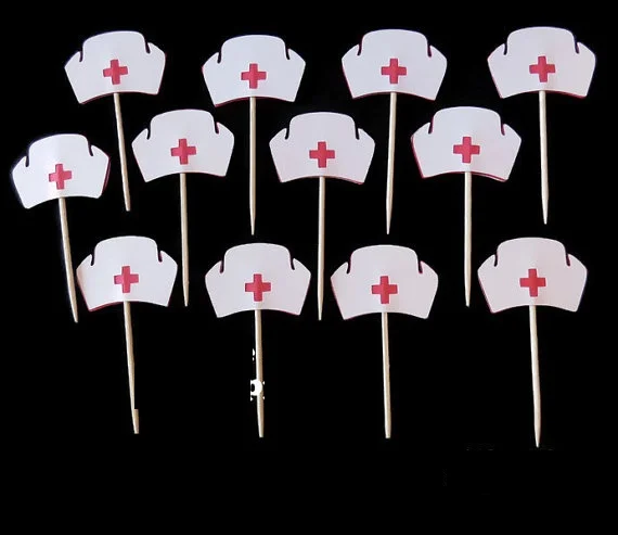 

Медсестры cap RN, LPN кекс топперы девичник вечерние & Hen вечерние принадлежности Свадебные зубочистки